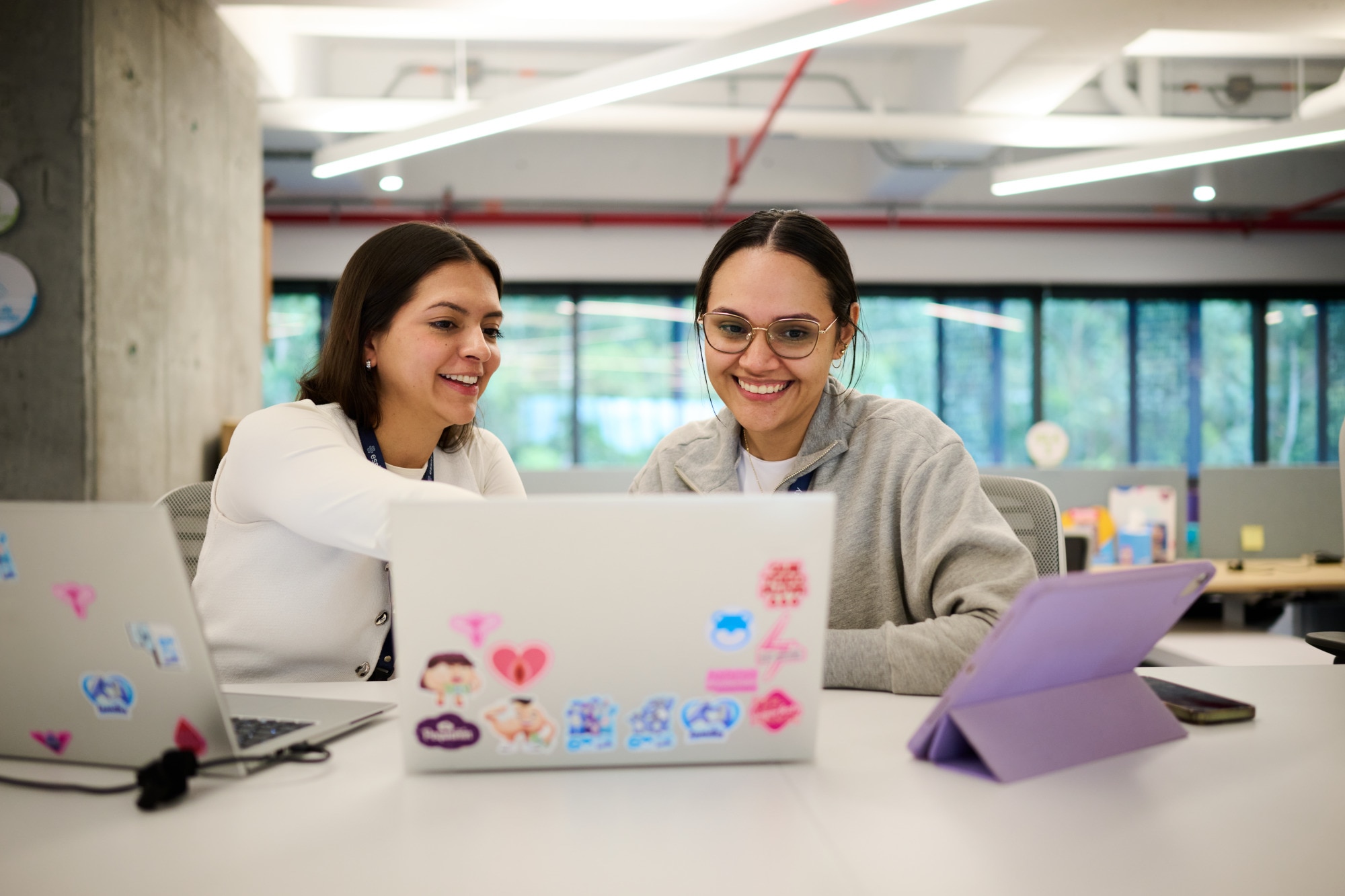 Two Woman Laptop Work