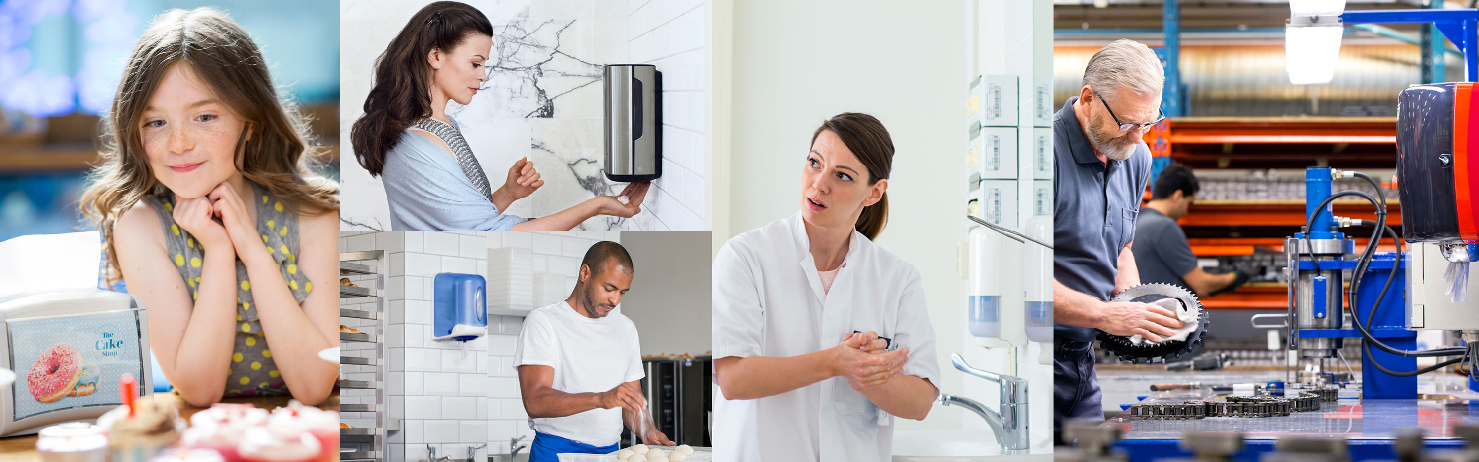 Collage of images with people in work environments