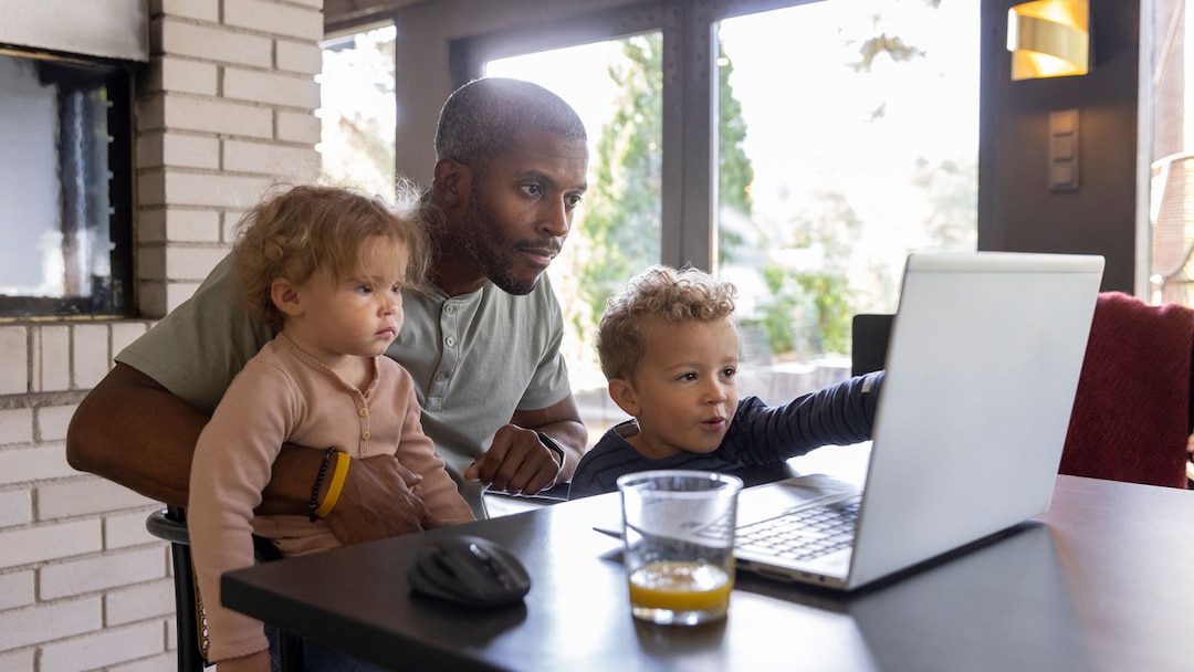 Father Son And Daughter Laptop