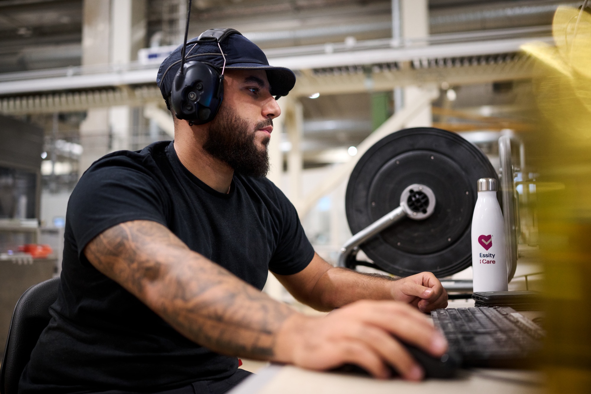 Determined Man Working Focused